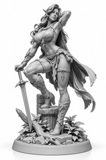 Fantasy Female Elf Warrior Pinup Figure Miniature d&d Tabletop RPGs 32mm picture