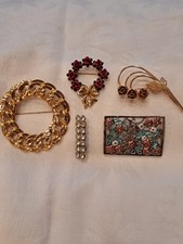 Lot of 5 Vintage Brooch One Signed Monet One Signed Avon picture