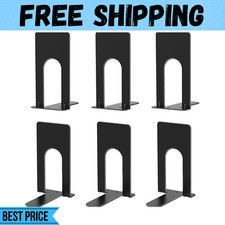 6 Pcs Heavy Duty Metal Bookends for Shelves Book Stoppers for Library Home Offic picture