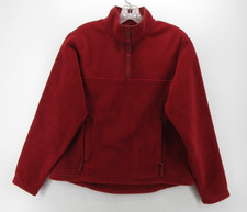VTG LL Bean Sweatshirt Women Medium Red Fleece Snap T Pullover Hiking Polartec picture