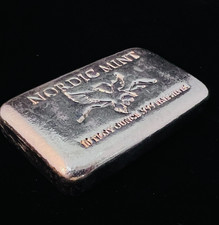 Vintage Nordic Mint 10 ozt .999 Fine Silver Loaf Hand Poured Bar Ingot picture