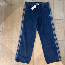Men's Adidas Originals Blue Firebird Adicolor Denim Jeans Pants KD1499 New picture