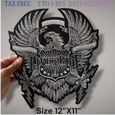 Large Eagle Live to Ride Motorcycle Jacket/Vest Back Embroidered Patch picture