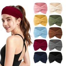 10 PCS Soft Elastic Headbands Unisex Wide Sports Hair Bands for Gym Running Yoga picture