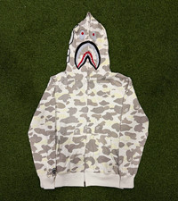A Bathing Ape BAPE White Camo Shark Full Zip Hoodie Men's Sz S picture