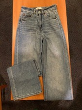 H&M women's classic straight/skinny long blue denim jeans. picture