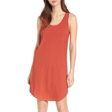 Leith Nordstrom Rust Orange Sleeveless Flowy Shift Dress Women's Size Small picture