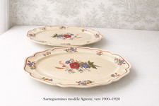 Lot of 2 Sarreguemines Agreste Large Oval Dishes 39 x 27cm - Antique Earthenware picture
