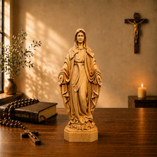 Our Lady of Grace Wooden Statue Hand Carved Catholic Virgin Mary Figure picture