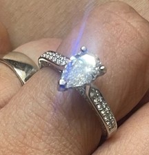 1.48ctw Pear Lab Diamond Ring 0.98 F VS1 IGI 14K White Gold Kay Setting picture