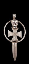 Antique WWII Ww2 Era Central European Pendant Unique Rare Ruby Eyes Biker Gift  picture