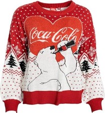 Adult Unisex Iconic Coca-Cola Heart Polar Bear Ugly Christmas Sweater picture