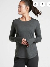 #181 NWT Athleta Uptempo Top Heathered Black/Grey Size XS picture