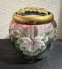 Fenton Historic Collection Rubina Verdi Glass Covered Melon Box Hand Painted picture
