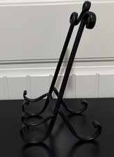 Black Wrought Iron Tabletop Display Easel Stand Triple Loop 13” Plate Book Art picture