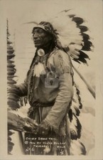 1914 Chief Iron Tail Fairfax OK Native American RPPC Photo Postcard COPY picture