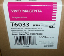 09-2023 NEW GENUINE EPSON T6033 VIVID MAGENTA 220ml INK STYLUS 7880 9880 T603300 picture