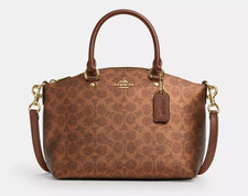 Coach Brown/Copper Sadie Metallic Signature Canvas Satchel Bag (CCM71) - NWT picture