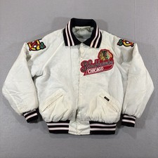 Vintage Chicago Blackhawks Satin Jacket 70s 80s Fits Large Gunzo’s Bomber Hockey picture