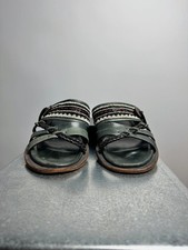 alfredoBANNISTER Beaded Braided Leather Sandals Black with glass beadwork picture