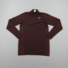 Gymshark Shirt Mens Medium Red Vital 1/4 Zip Performance Pullover Running Gym picture