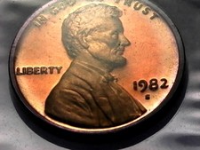 1982 S Lincoln Penny Proof w/ Purple Ring Around Edge Obv UNC in flap picture