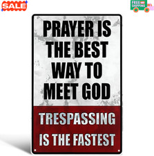Funny No Trespassing Metal Sign Private Property Warning f/ Wall Fence Or Garage picture