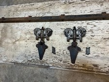 2 antique FE Myers stayon barn door rollers W/ track  architectural salvage VGC picture