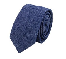 Unisex Denim Skinny Necktie Cotton Narrow Tie Blue picture