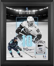 Matty Beniers Seattle Kraken Framed 11x14 Showcase Collage w/GU Puck - LE 250 picture