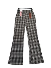 NWT Indero Scuba Plaid Flare Pants Brown Black White Size S/M picture
