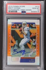 2019 Score Brett Rypien First Down Auto. 1/10 #412 Denver Broncos PSA 10 picture