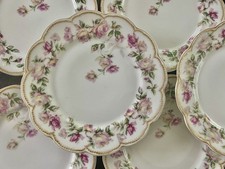 Set Of 8 Limoges HAVILAND DROP ROSE Schleiger Dessert Plates RARE picture