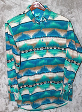 Vintage 90's Roper Aztec Western Blue Button-Down Men's Shirt Size Med. USA Made picture