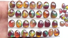 Aurora Opal Rainbow Doublet Rose Cut Faceted Cabochon Lot 5-10Pcs 18-37Ct picture