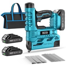 Seesii 2 in 1 Cordless Nail Gun Brad Nailer 18 GA 1000 Nails/Staples & 2xBattery picture