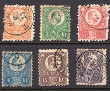 Hungary 1871 Franz Joseph stamp set SG 8-13 CV $600 picture