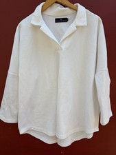 Tuckernuck Pomander Place Top Medium Large Easy Polo Shirt White Long Sleeve picture