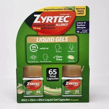 ZYRTEC LIQUID GELS - 65 ct. / 10mg Cetirizine  / 24 Hr Allergy /  Exp: 01/2028 picture