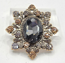 Vintage Couture Multicolor Rhinestone Goldtone Smoky Star Brooch picture