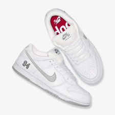 *Expedited ship* Nike SB Dunk Low Supreme 94 White Metallic Silver HQ8487-100 picture