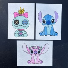 PICK ONE Original Art ACEO ATC Miniature Watercolor Stitch Scrump Girl Pink picture