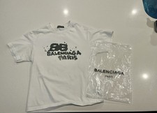 Balenciaga Men’s S White Paris Logo Graphic Print Crew Neck T-Shirt picture