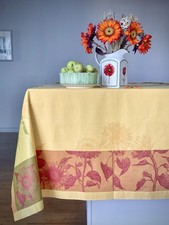 Discontinued Williams Sonoma Sunflower Jacquard Tablecloth 70х126’ NEW/Repair picture