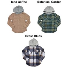 Levi's Boys Warm Regular Fit Button Up Flannel Hooded Overshirt picture