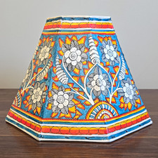 Vintage Indian Tholu Bommalata Hand-Painted Leather Lampshade – Floral Motif picture