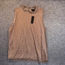 Adiva Shimmer Sleeveless Top XL Rose Gold Metallic Glitter Shell picture