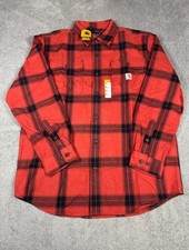 NWT Carhartt Mens M Heavy Flannel Loose Fit Plaid Shirt Red Workwear TW4451-M picture