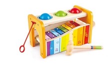Hape Pound & Tap Bench Wooden Xylophone Toy with Slide-Out Keys 12M+ picture