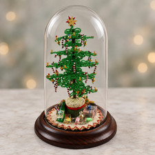 Artist miniature Westrim Beaded Christmas Tree Cloche Dome gifts 1:12 dollhouse picture